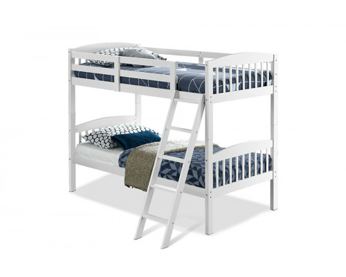 FaFurn Twin Over Twin Wooden Bunk Bed with Ladder - White