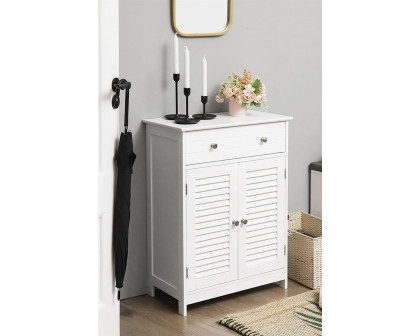 FaFurn Farmhome White 2 Door Floor Bathroom Storage Cabinet