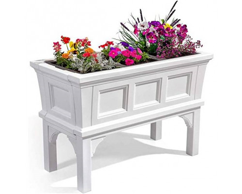 FaFurn Rectangle Garden Bed Planter Box with Removeable Trays - White, Plastic