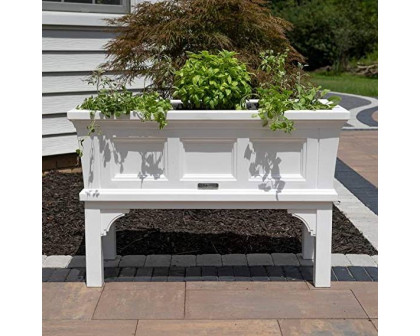 FaFurn Rectangle Garden Bed Planter Box with Removeable Trays - White, Plastic