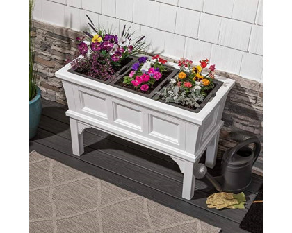 FaFurn Rectangle Garden Bed Planter Box with Removeable Trays - White, Plastic