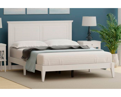 FaFurn Traditional Queen Size Platform Bed with Headboard - White, Wood