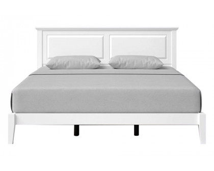 FaFurn Traditional King Size Platform Bed with Headboard - White, Wood