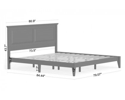 FaFurn Traditional King Size Platform Bed with Headboard - White, Wood