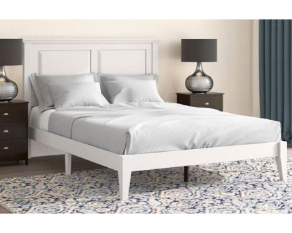 FaFurn Traditional Full Size Platform Bed with Headboard - White, Wood