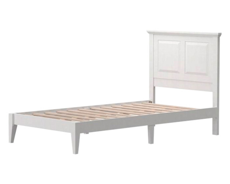 FaFurn Traditional Twin Size Platform Bed with Headboard - White, Wood