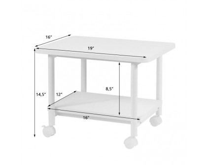 FaFurn - 2-Tier Printer Stand in White