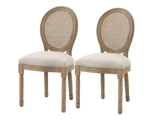 FaFurn Set of 2 Vintage Dining Chairs - Beige