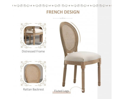 FaFurn Set of 2 Vintage Dining Chairs - Beige