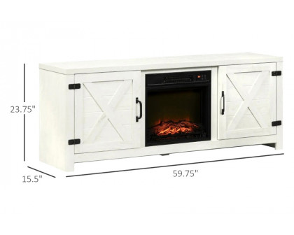 FaFurn - Rustic White Electric Fireplace Mantel Storage TV Stand Fits Up To 60 Inches with Remote Control