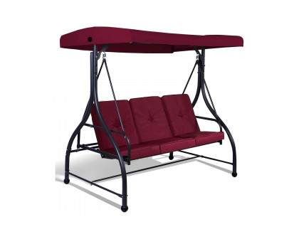 FaFurn - Adjustable 3 Seat Cushioned Porch Patio Canopy Swing Chair