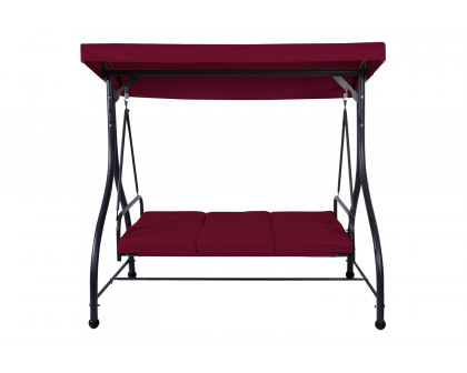 FaFurn Adjustable 3 Seat Cushioned Porch Patio Canopy Swing Chair - Dark Red