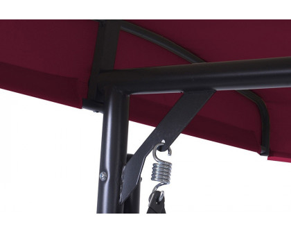 FaFurn Adjustable 3 Seat Cushioned Porch Patio Canopy Swing Chair - Dark Red