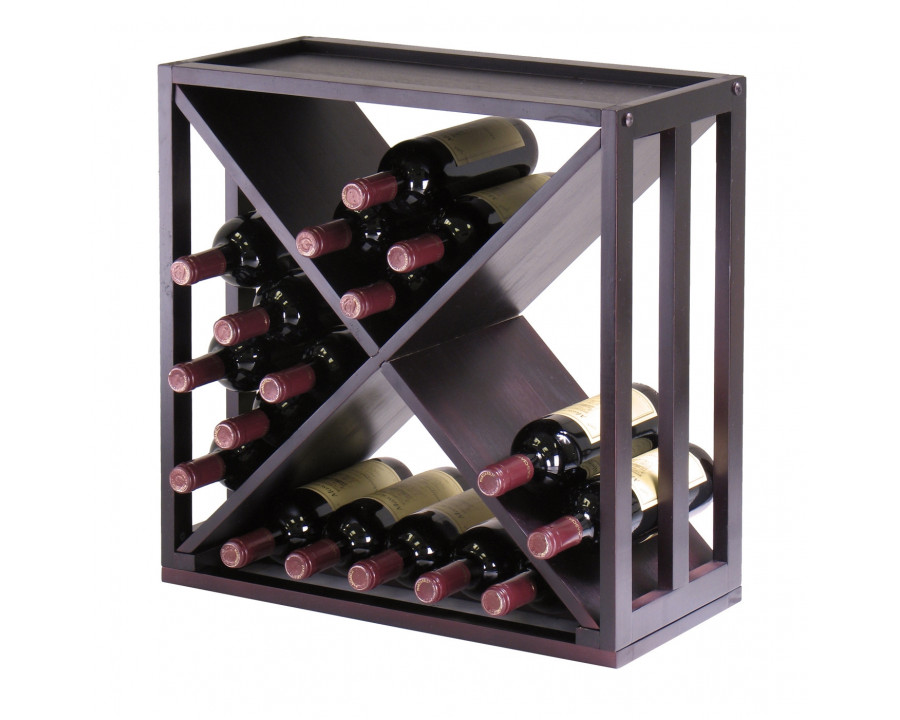 FaFurn - Modern Stackable 24 Bottle Wine Rack in Espresso