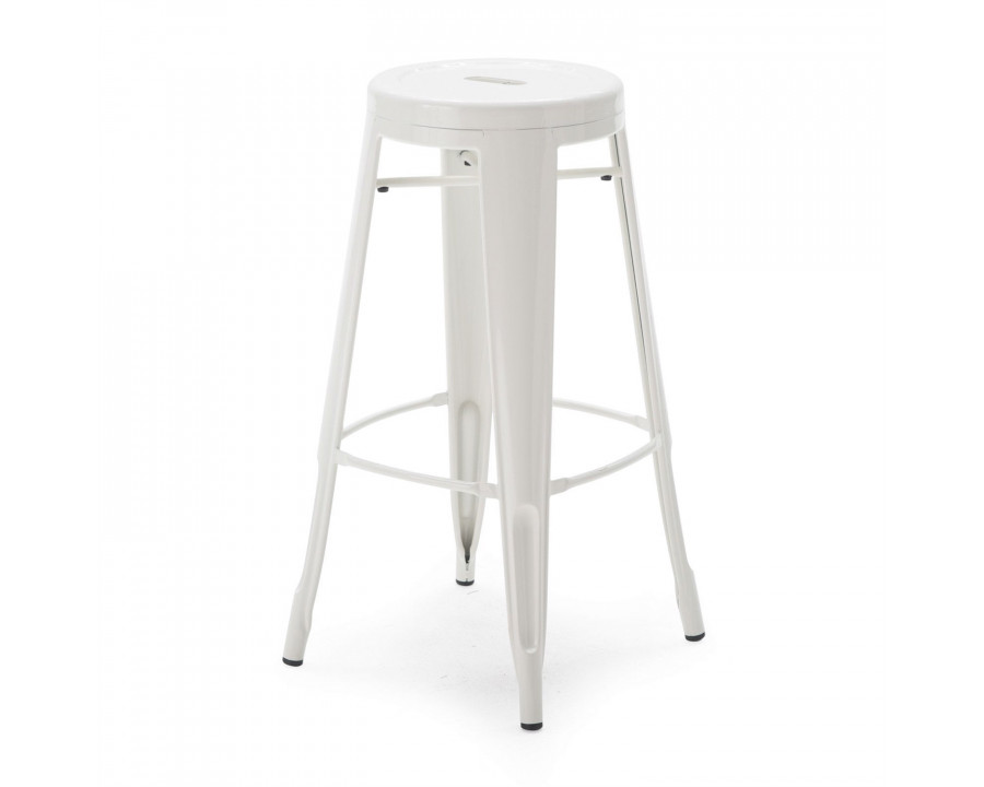 FaFurn - Set of 2 Modern Barstool with Powder Coat Finish in White Powder Coat