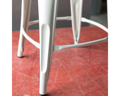 FaFurn - Set of 2 Modern Barstool with Powder Coat Finish in White Powder Coat