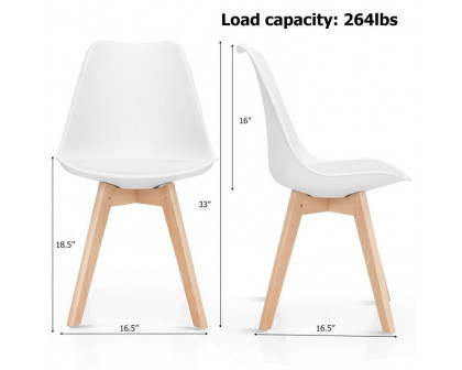 FaFurn Set of 4 Modern Dining Chairs with Wood Legs - White, Leather