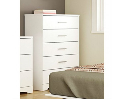 FaFurn - 5-Drawer Chest with Handles in White