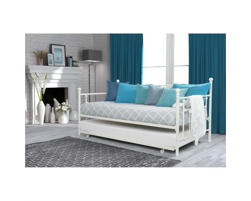 FaFurn - Twin Size Daybed Frame with Roll-out Trundle Bed in White