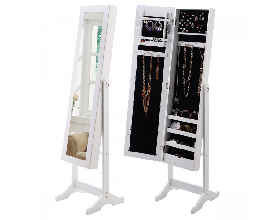 FaFurn - Jewelry Storage Cabinet with Mirror in White, Wood