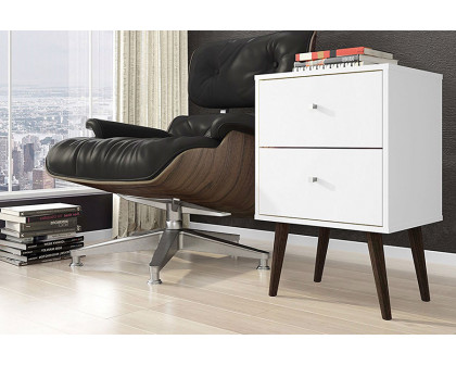 FaFurn - White Modern Mid-Century Style 2-Drawer Side Table Nightstand