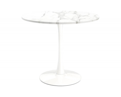 FaFurn Modern Classic 35-Inch Round Pedestal Dining Table - White