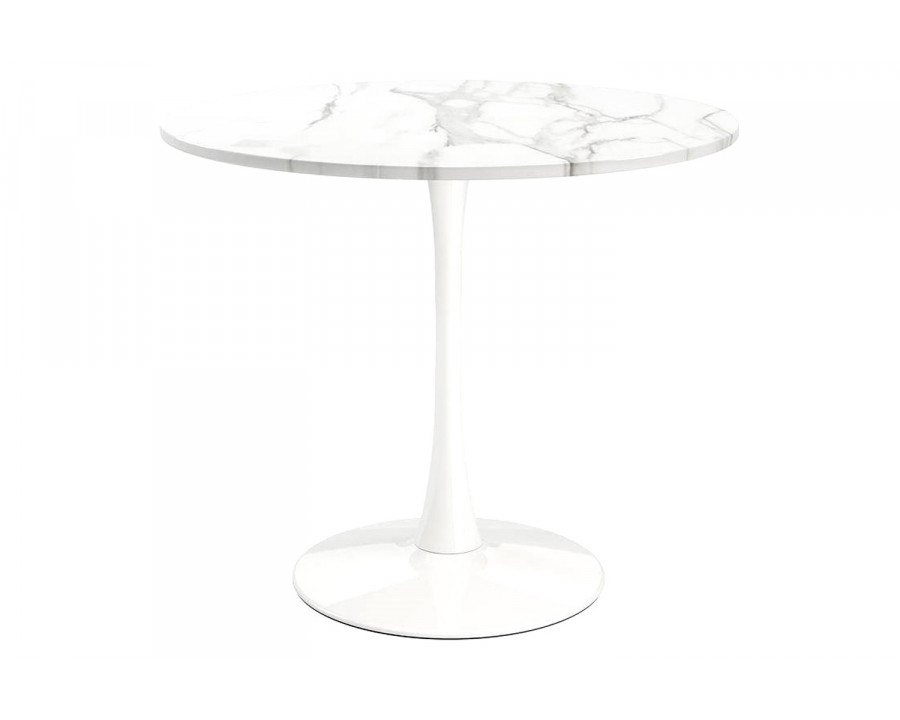 FaFurn Modern Classic 35-Inch Round Pedestal Dining Table - White