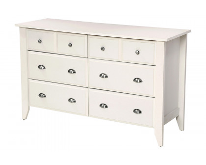 FaFurn - White 6-Drawer Dresser Traditional Design