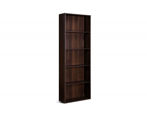 FaFurn Modern 5-Shelf Bookcase - Brown Walnut