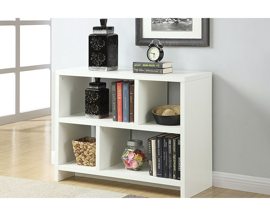 FaFurn - White 2-Shelf Modern Bookcase Console Table