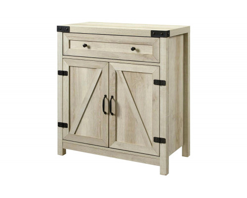 FaFurn Rustic Farmhouse Barn Door Accent Storage Cabinet - White Oak