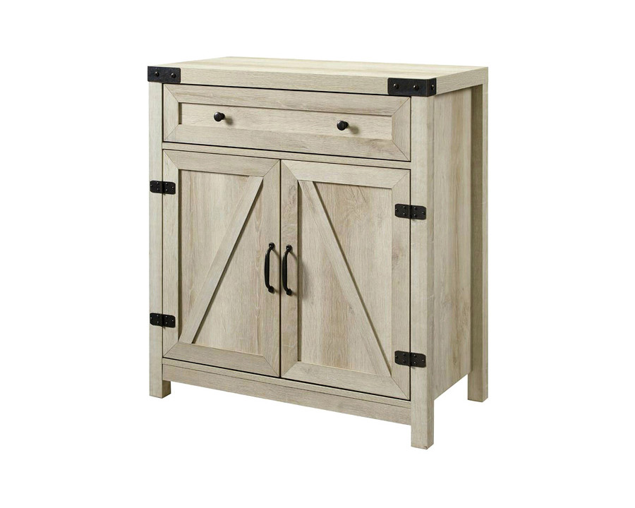 FaFurn Rustic Farmhouse Barn Door Accent Storage Cabinet - White Oak