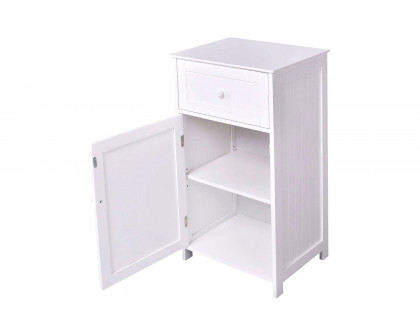 FaFurn - White Wood Bathroom Storage Floor Cabinet with Water Resistant Finish