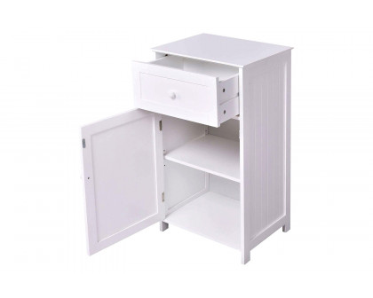 FaFurn - White Wood Bathroom Storage Floor Cabinet with Water Resistant Finish