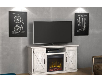 FaFurn Farmhouse TV Entertainment Electric Fireplace - Rustic Washed Oak