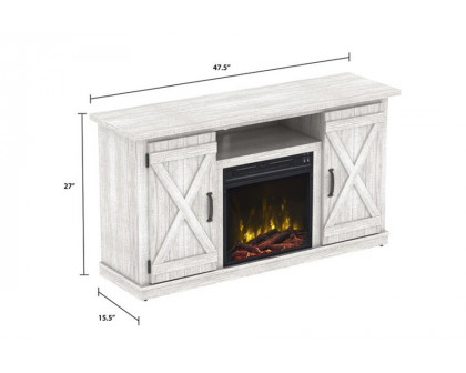 FaFurn Farmhouse TV Entertainment Electric Fireplace - Rustic Washed Oak