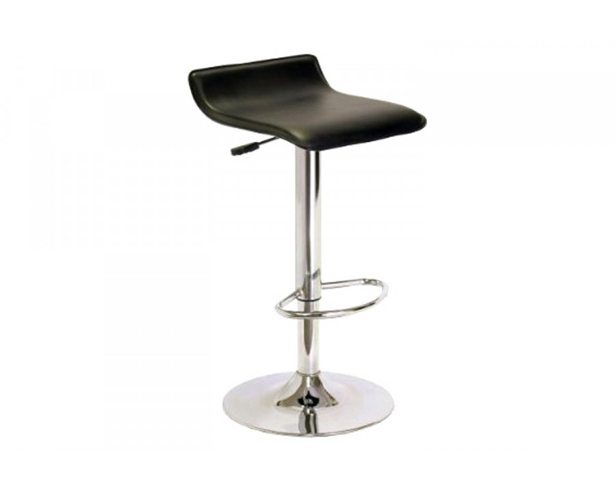 FaFurn - Contemporary Abs Air-Lift Swivel Bar Stool in Black Faux Leather