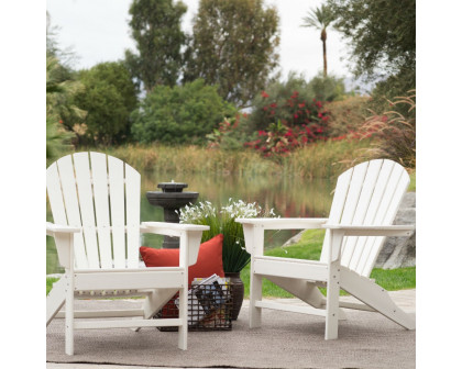 FaFurn - Weather Resistant Adirondack Chair in White, Plastic Resin