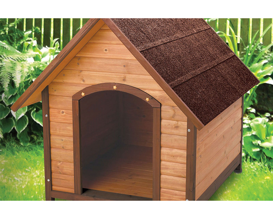 FaFurn - Medium 30-Inch Solid Wood Dog House with Waterproof Shingle Roof