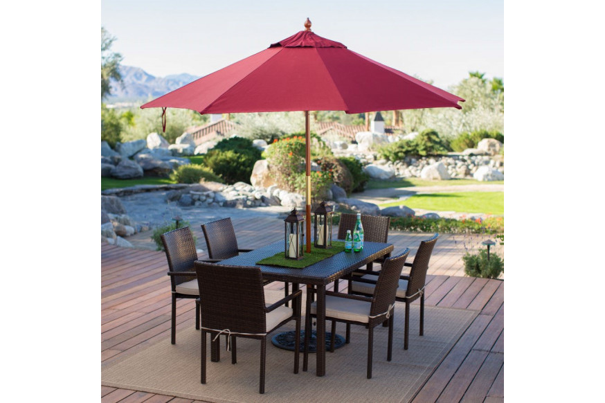 FaFurn™ Patio Umbrella with Burgundy Red Sunbrella Canopy