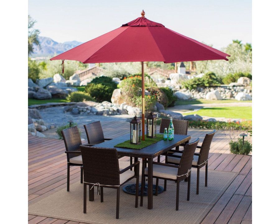 FaFurn - Patio Umbrella with Burgundy Red Sunbrella Canopy