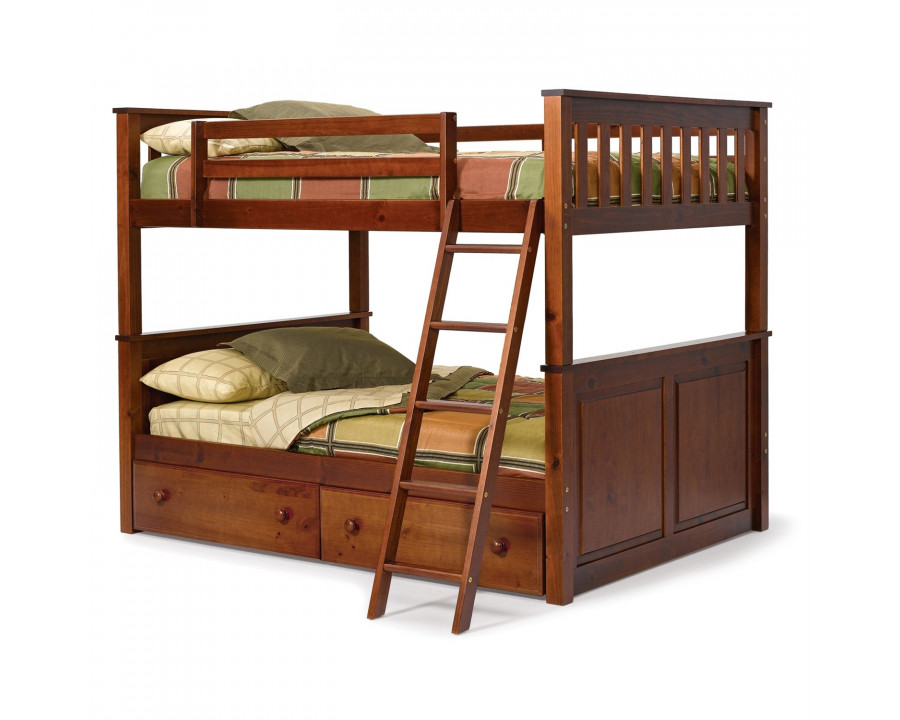 FaFurn - Full Size Bunk Bed with Chocolate Brown Finish in Chocolate Brown, Wood