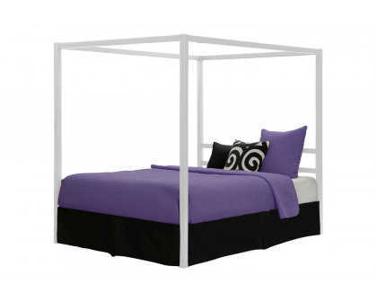 FaFurn - Queen Size Modern White Metal Canopy Bed