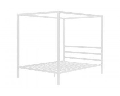 FaFurn - Queen Size Modern White Metal Canopy Bed