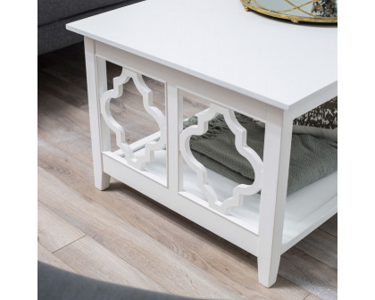 FaFurn™ Coffee Table with Solid Birch Wood Frame - White, Wood