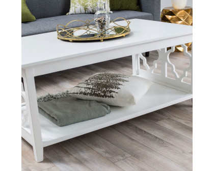 FaFurn™ Coffee Table with Solid Birch Wood Frame - White, Wood