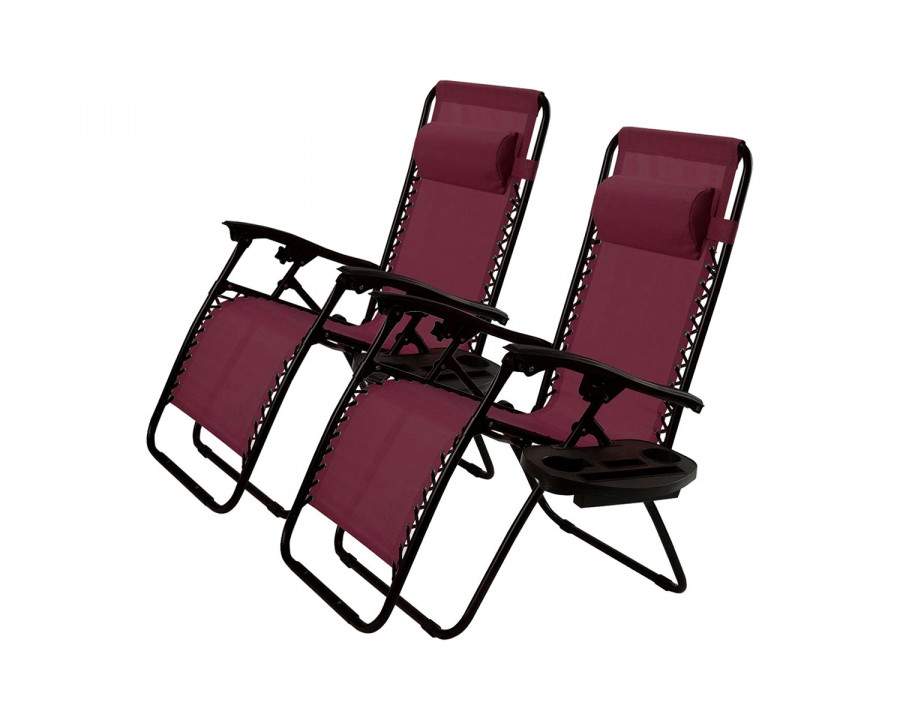 FaFurn Folding Outdoor Zero Gravity Lounge Chair Recliner (Set of 2) - Burgundy