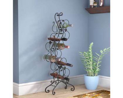 FaFurn™ 12 Bottle Wine Rack with Grape Leaves Vines Design