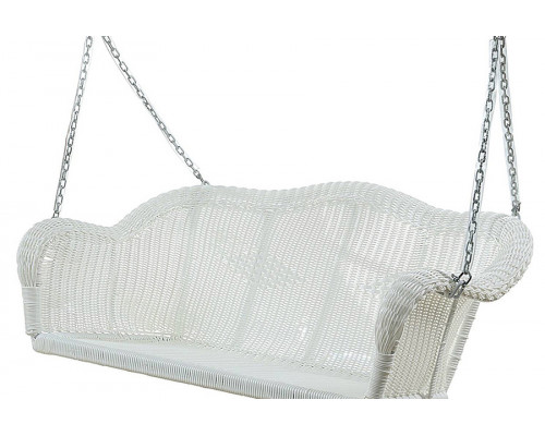 FaFurn - White Resin Wicker Porch Swing with 4-Ft Hanging Chain