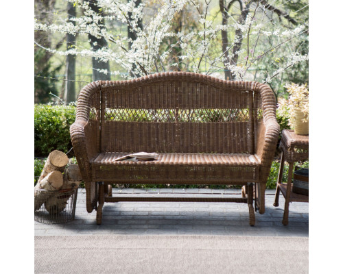 FaFurn - Garden Bench in Walnut, Resin Wicker